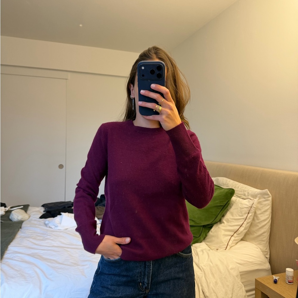 Uniqlo Women's Rich Purple Crew Neck Sweater